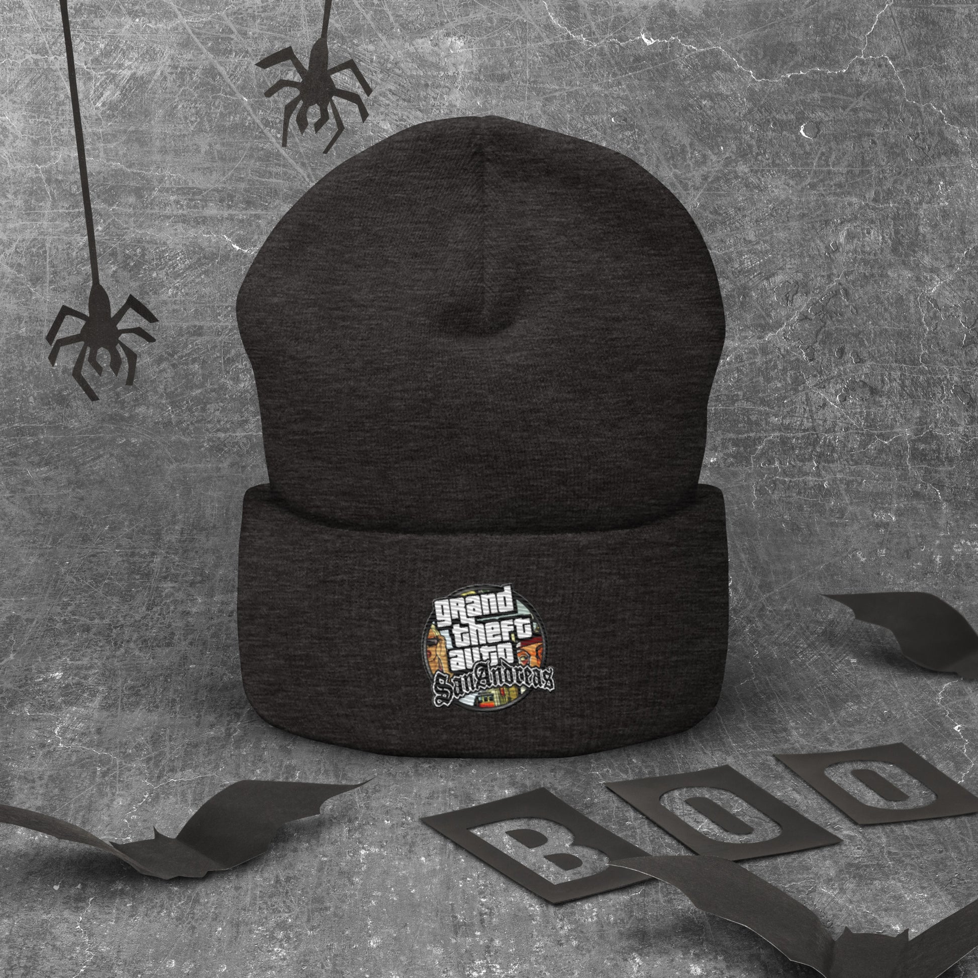 Bonnet a revers GTA San Andreas gris fonce vue 2 - Vetshopidee