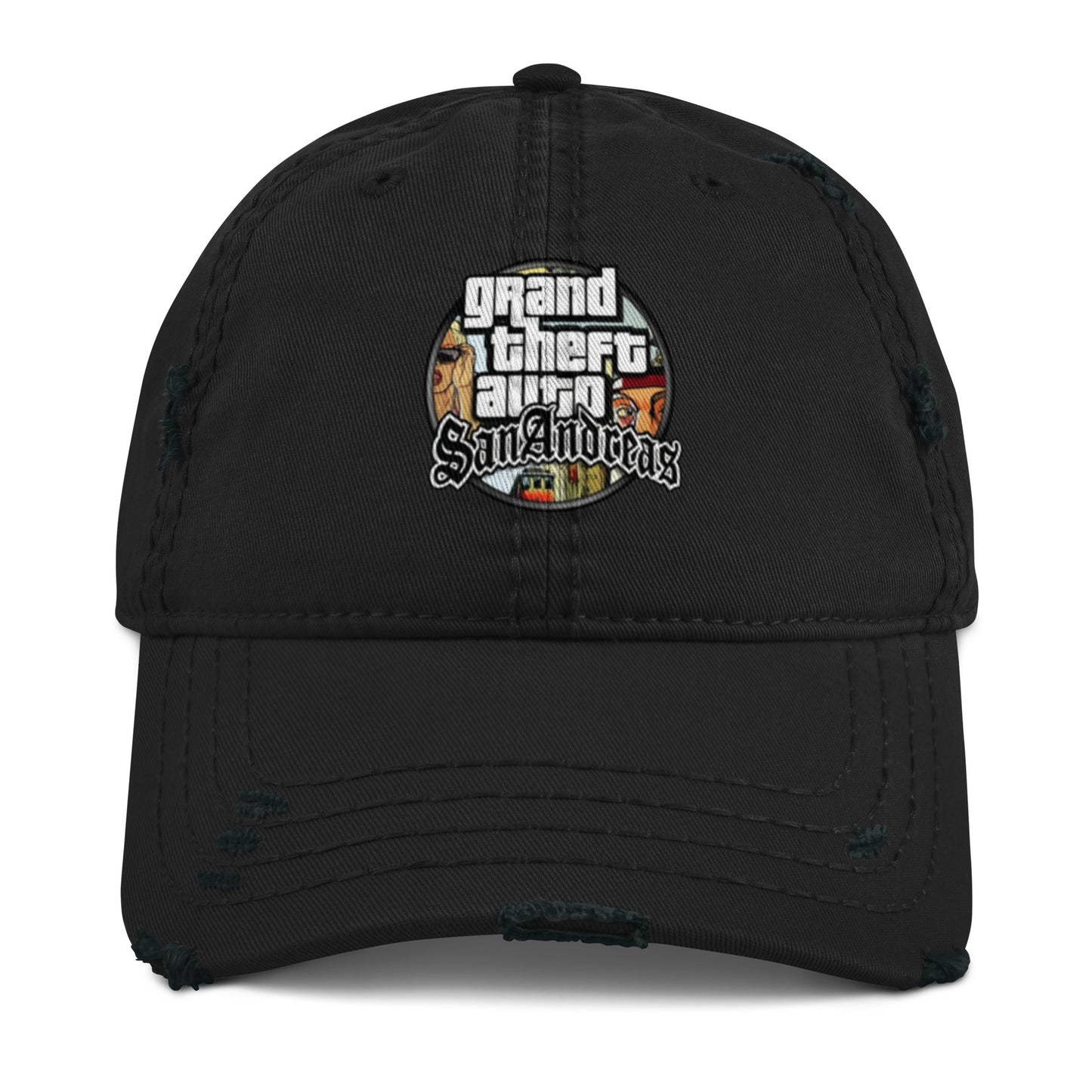 Casquette effet use GTA San Andreas noir devant - Vetshopidee