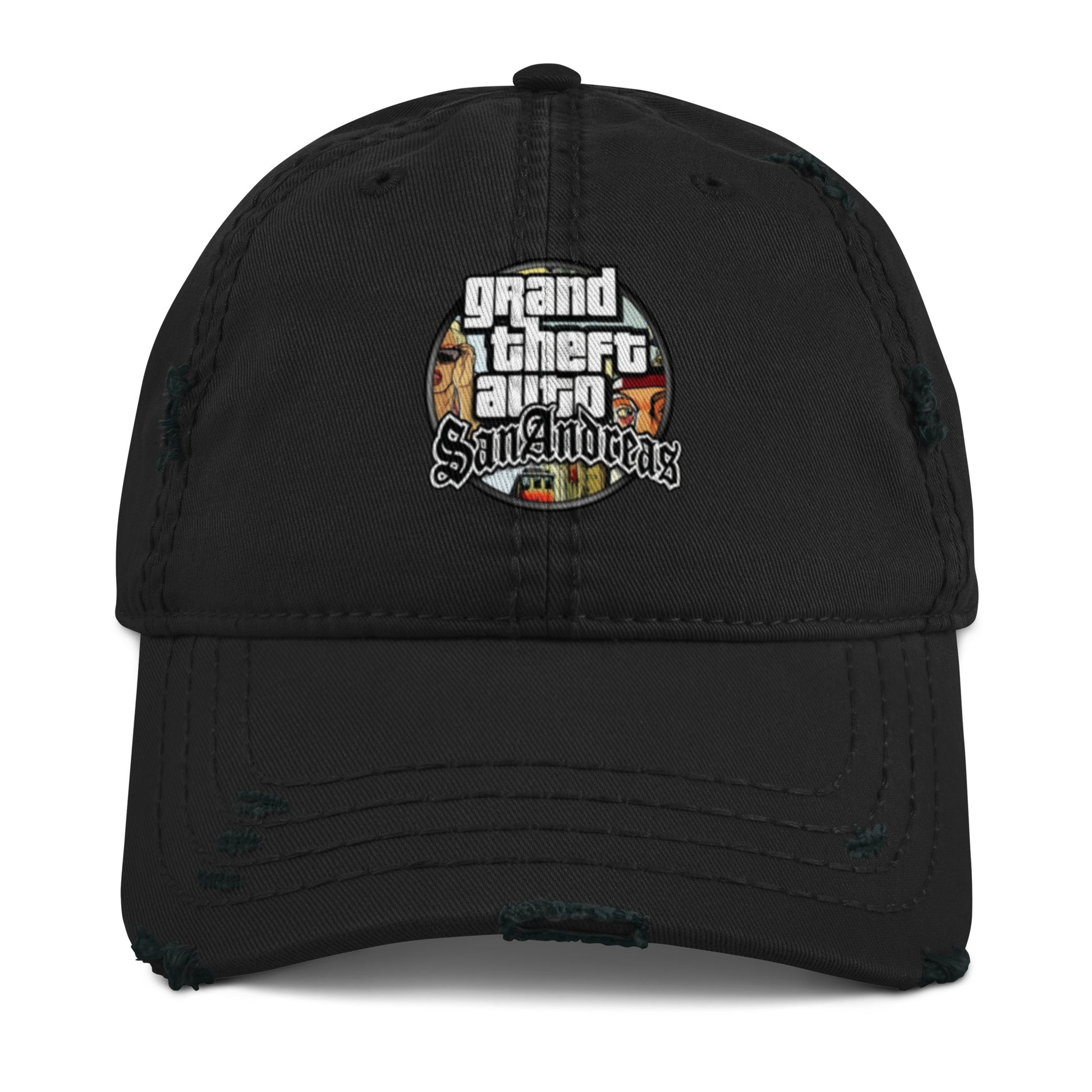 Casquette effet use GTA San Andreas noir devant - Vetshopidee