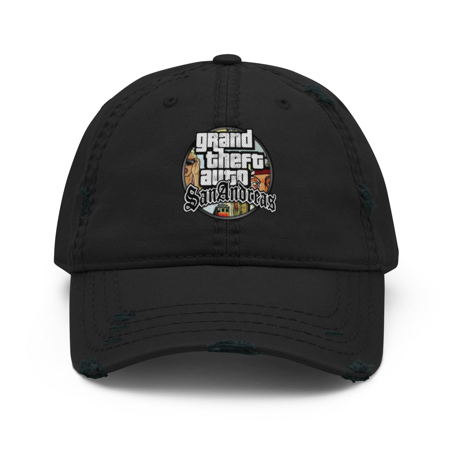 Casquette effet use GTA San Andreas noir devant vue 3 - Vetshopidee