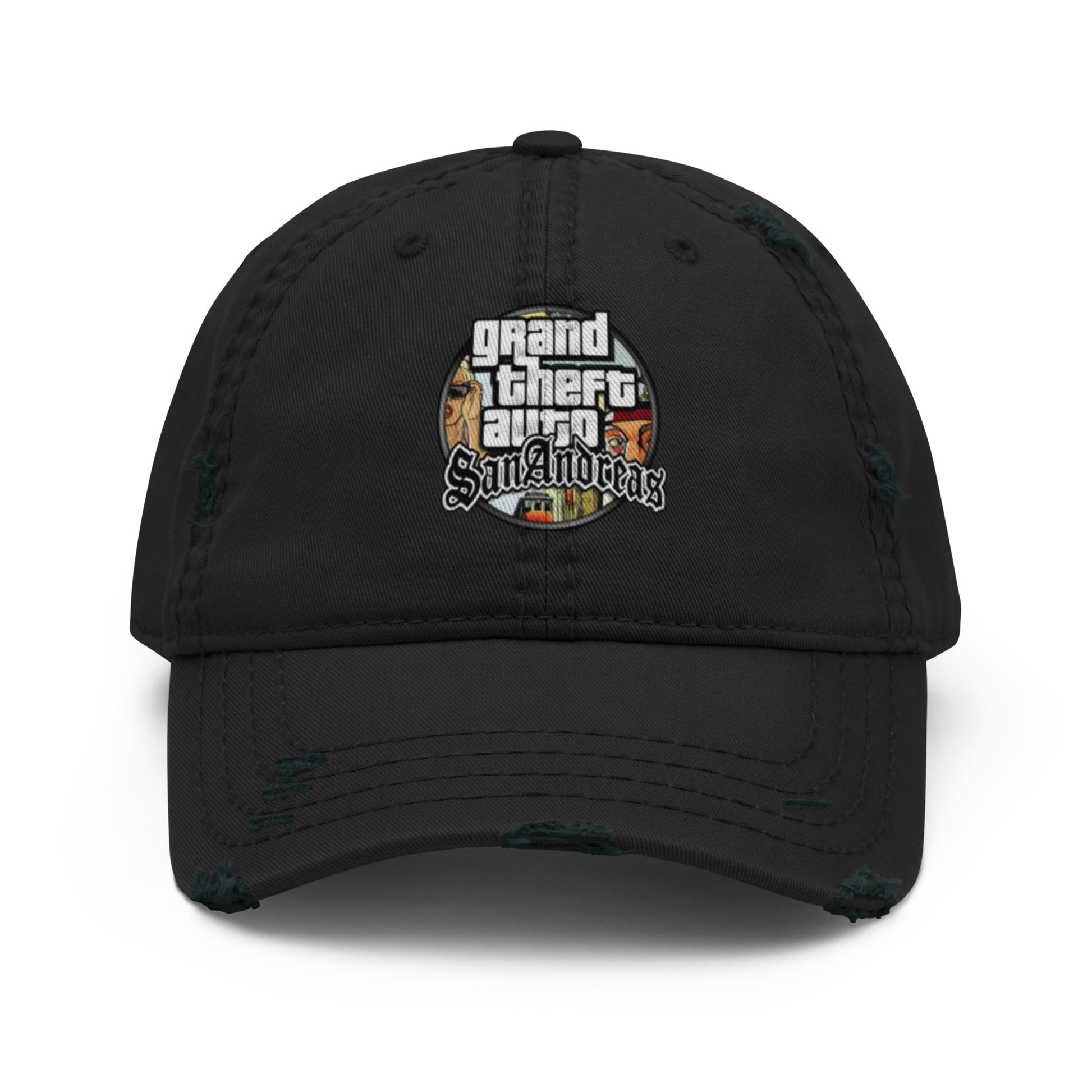 Casquette effet use GTA San Andreas noir devant vue 3 - Vetshopidee
