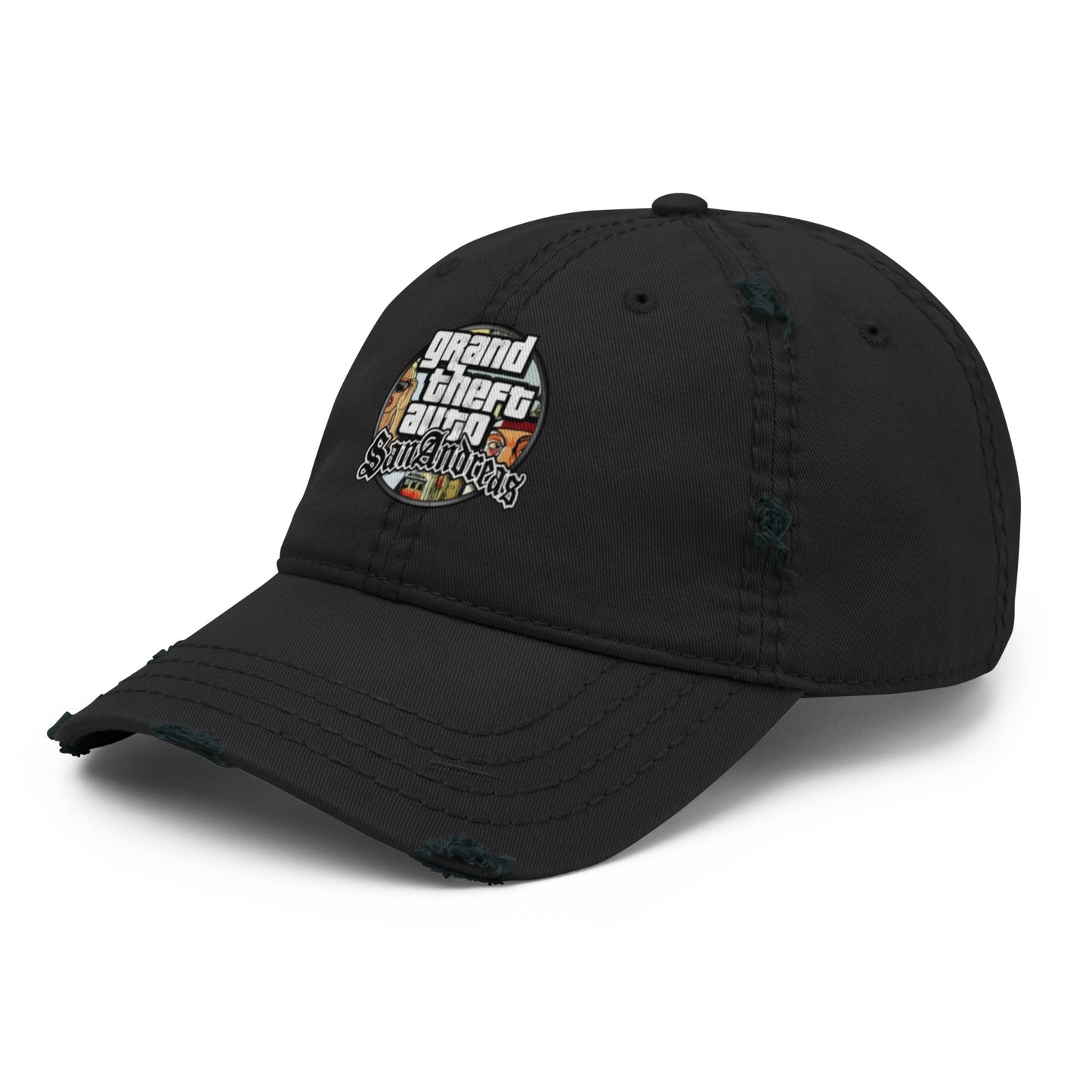 Casquette effet use GTA San Andreas noir avant gauche - Vetshopidee