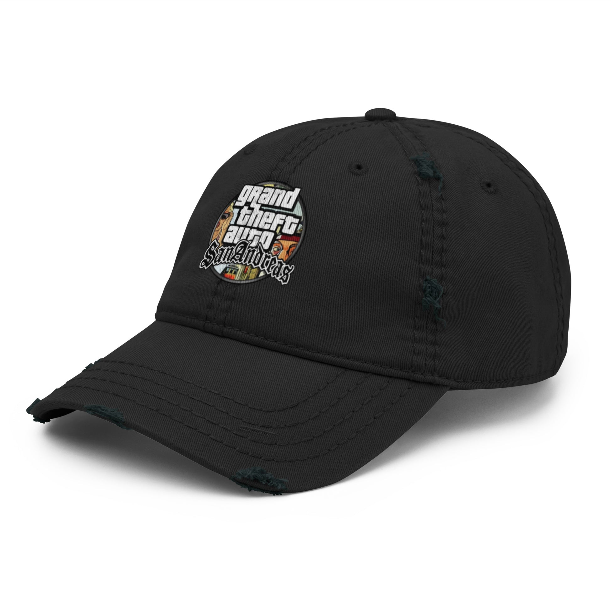 Casquette effet use GTA San Andreas noir avant gauche - Vetshopidee