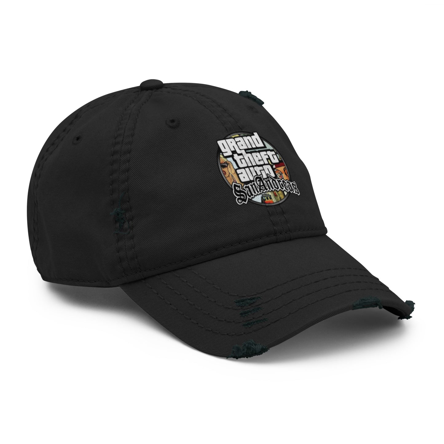 Casquette effet use GTA San Andreas noir avant droit - Vetshopidee
