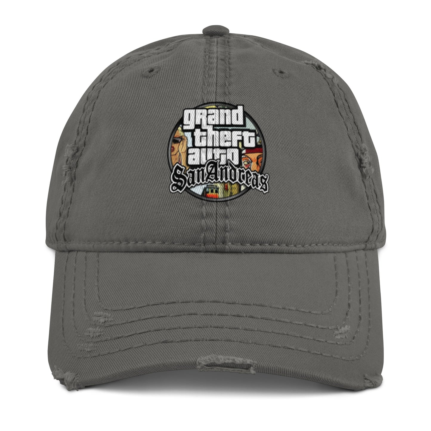 Casquette effet use GTA San Andreas gris anthracite devant - Vetshopidee