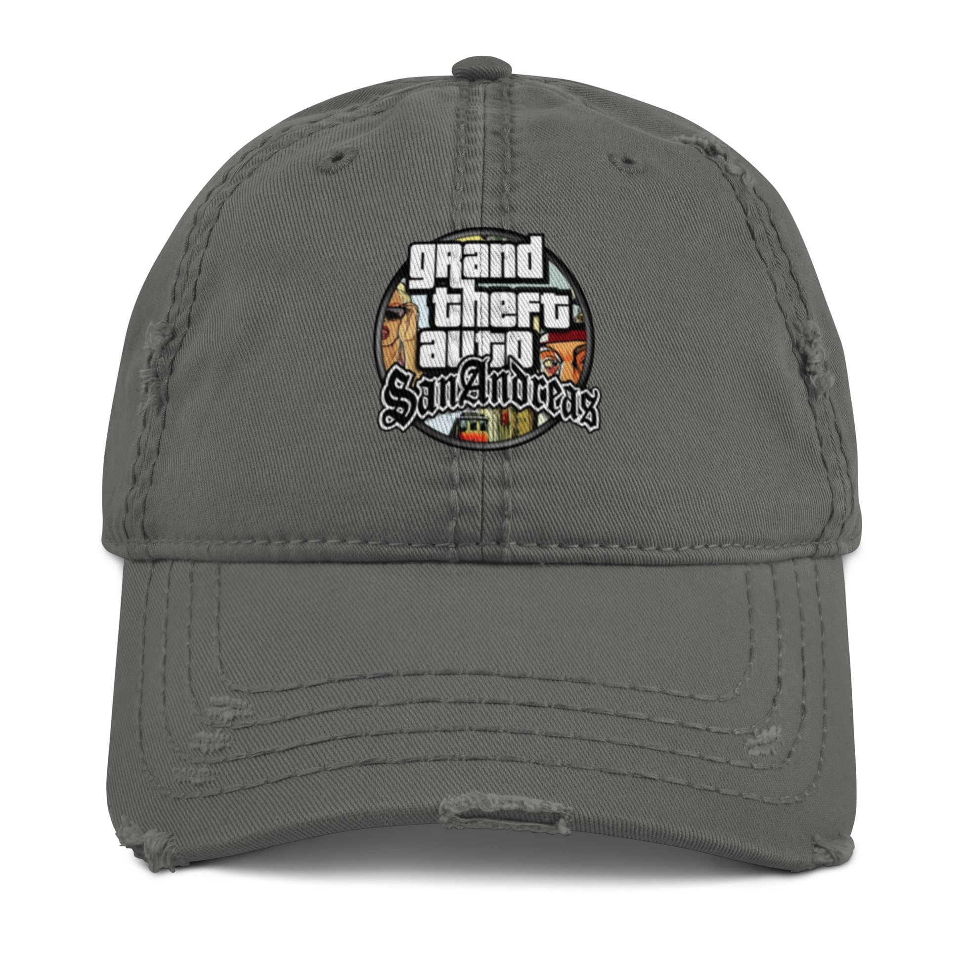 Casquette effet use GTA San Andreas gris anthracite devant - Vetshopidee