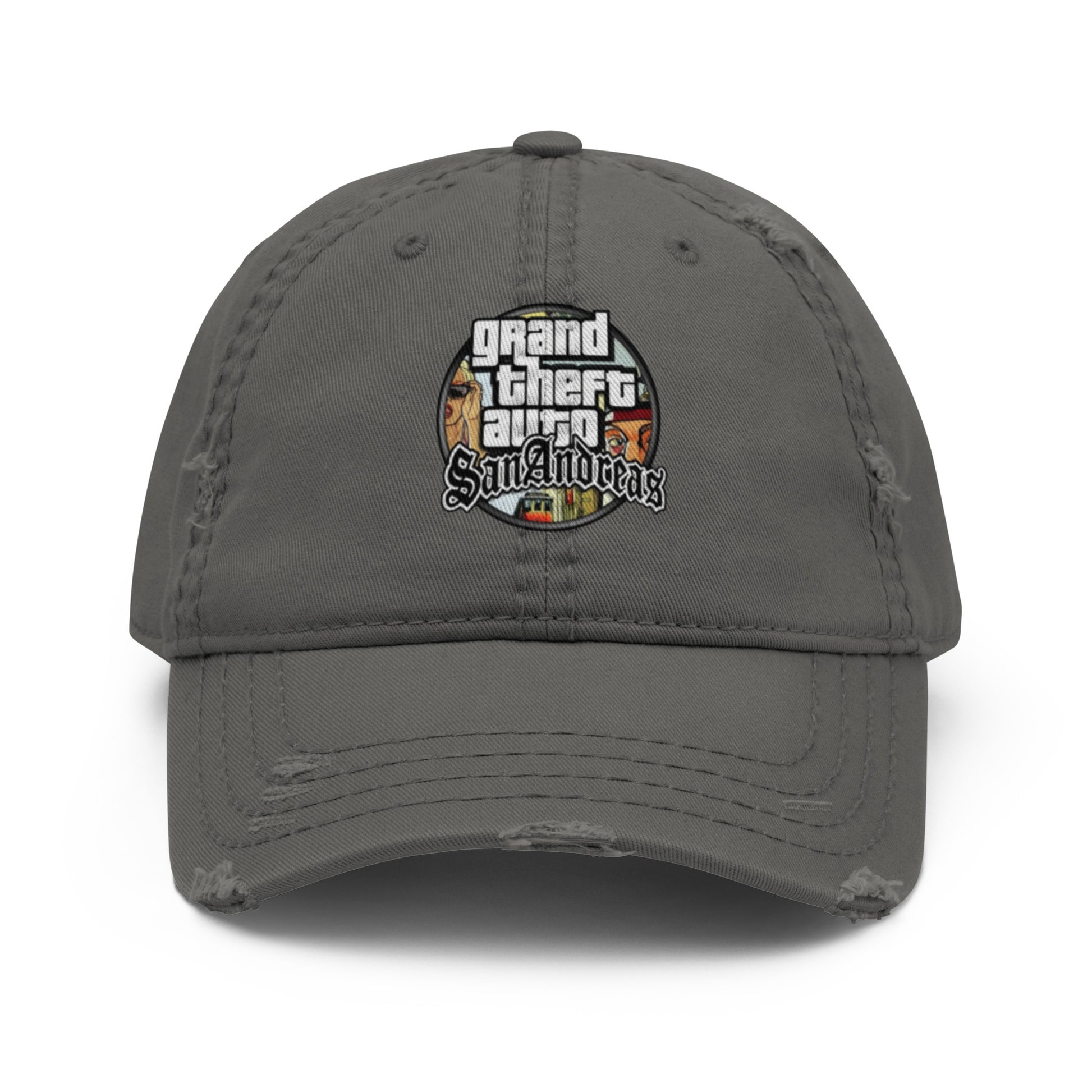 Casquette effet use GTA San Andreas gris anthracite devant vue 3 - Vetshopidee