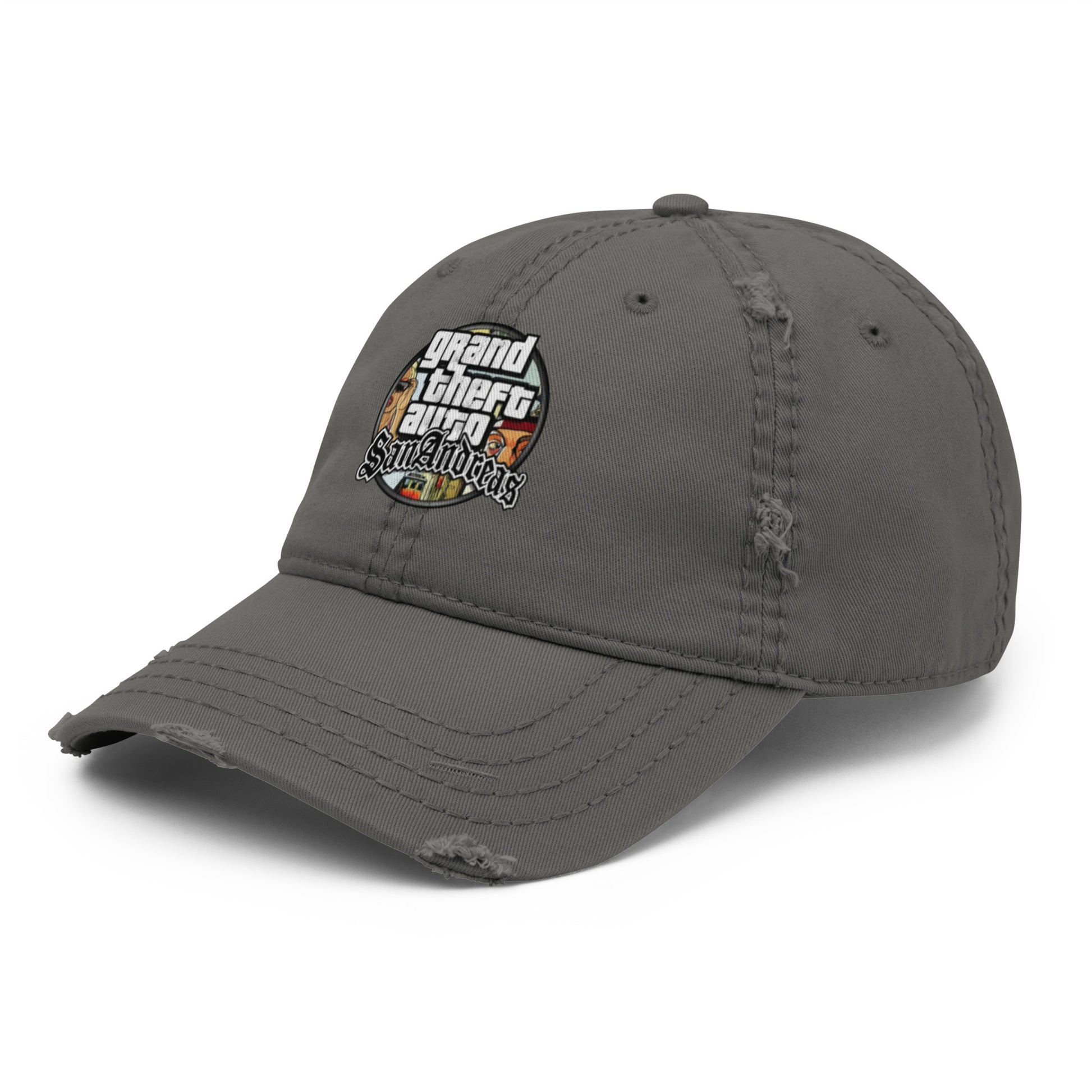 Casquette effet use GTA San Andreas gris anthracite avant gauche - Vetshopidee