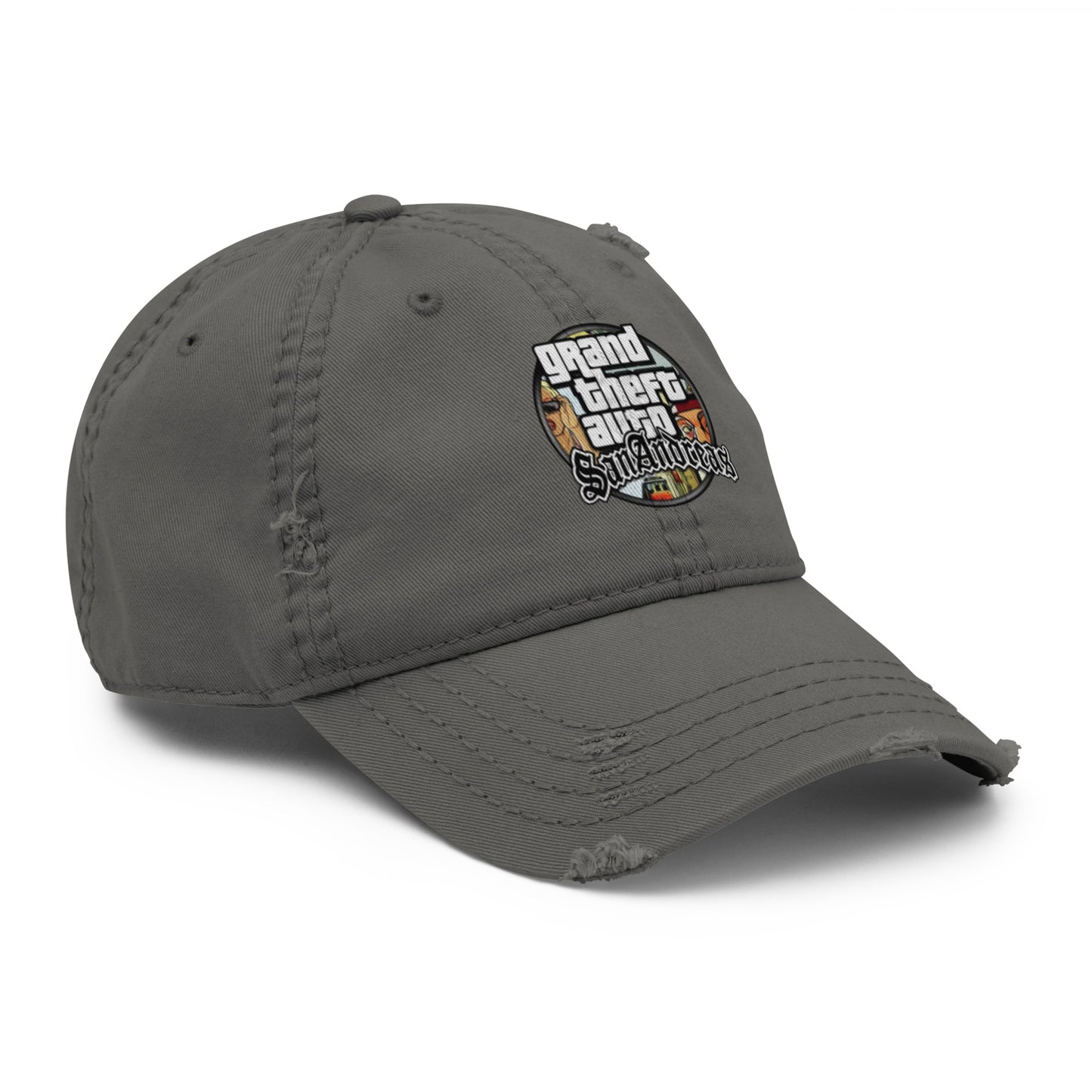 Casquette effet use GTA San Andreas gris anthracite avant droit - Vetshopidee