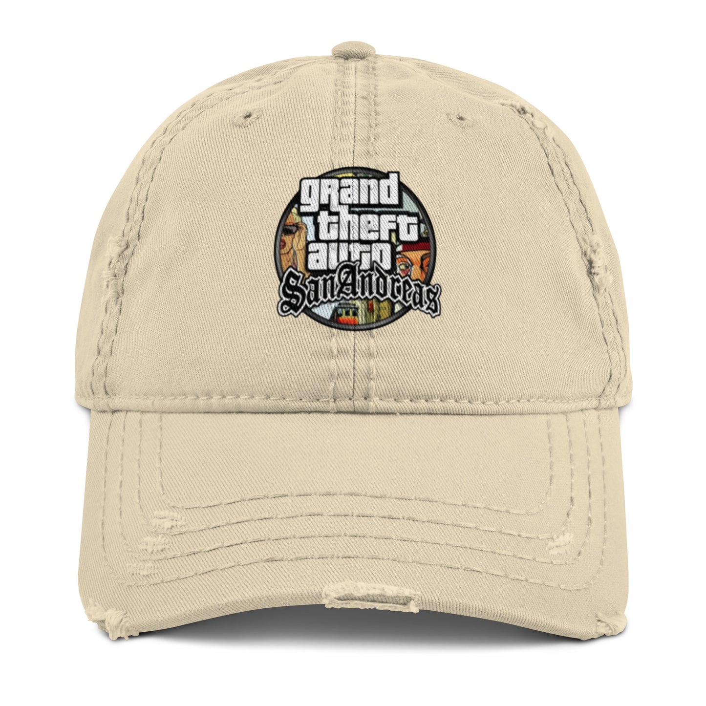 Casquette effet use GTA San Andreas kaki devant - Vetshopidee