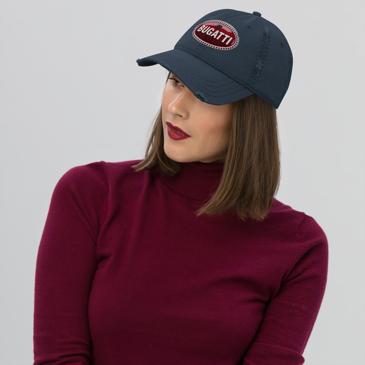 Casquette effet use BUGGATI bleu marine devant - Vetshopidee