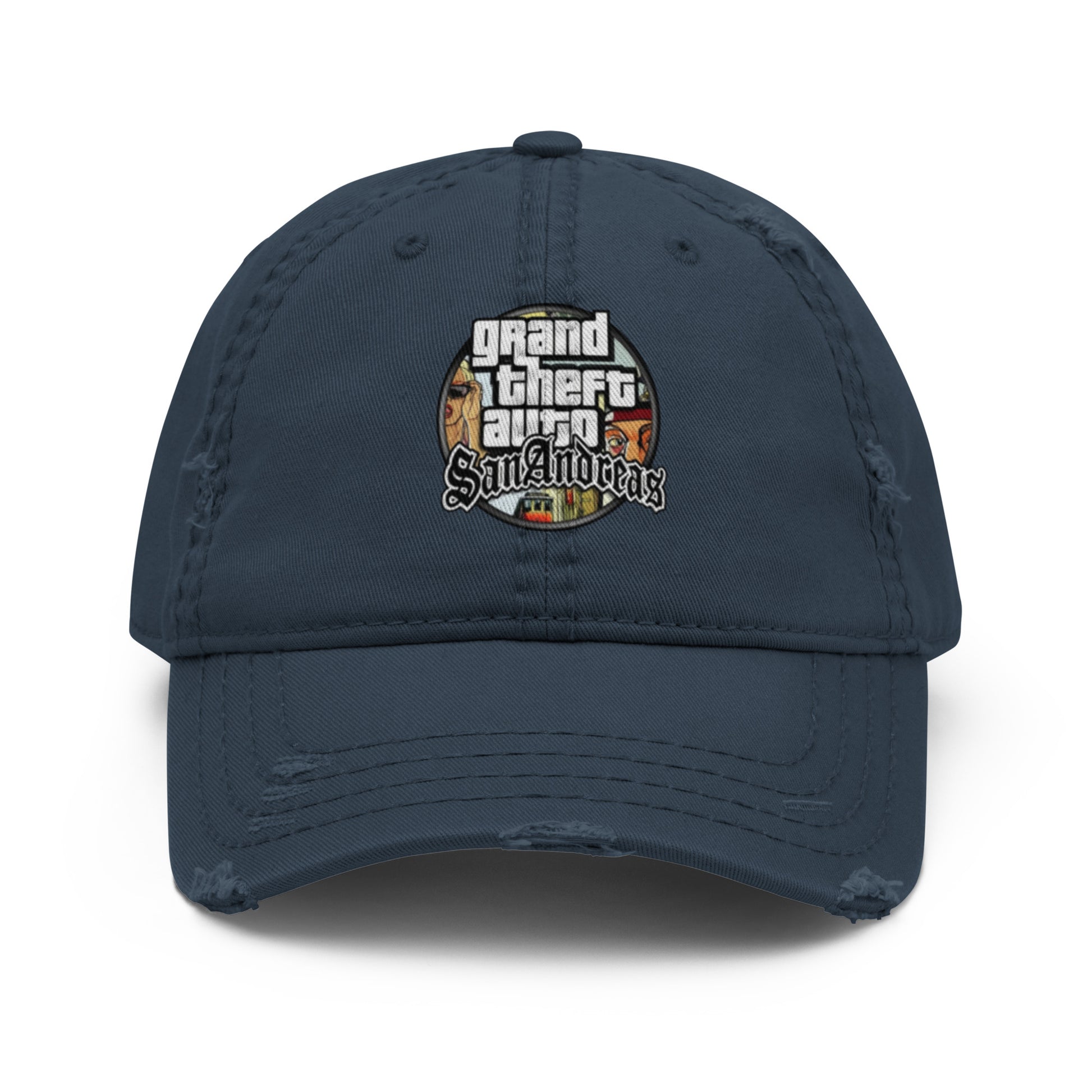 Casquette effet use GTA San Andreas bleu marine devant vue 3 - Vetshopidee